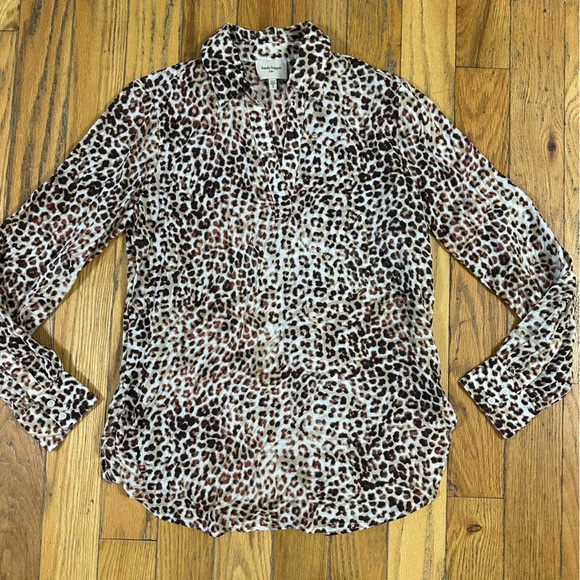 Haute Hippie Tribe Harper Leopard Print Popover Blouse Size S - Picture 2 of 6